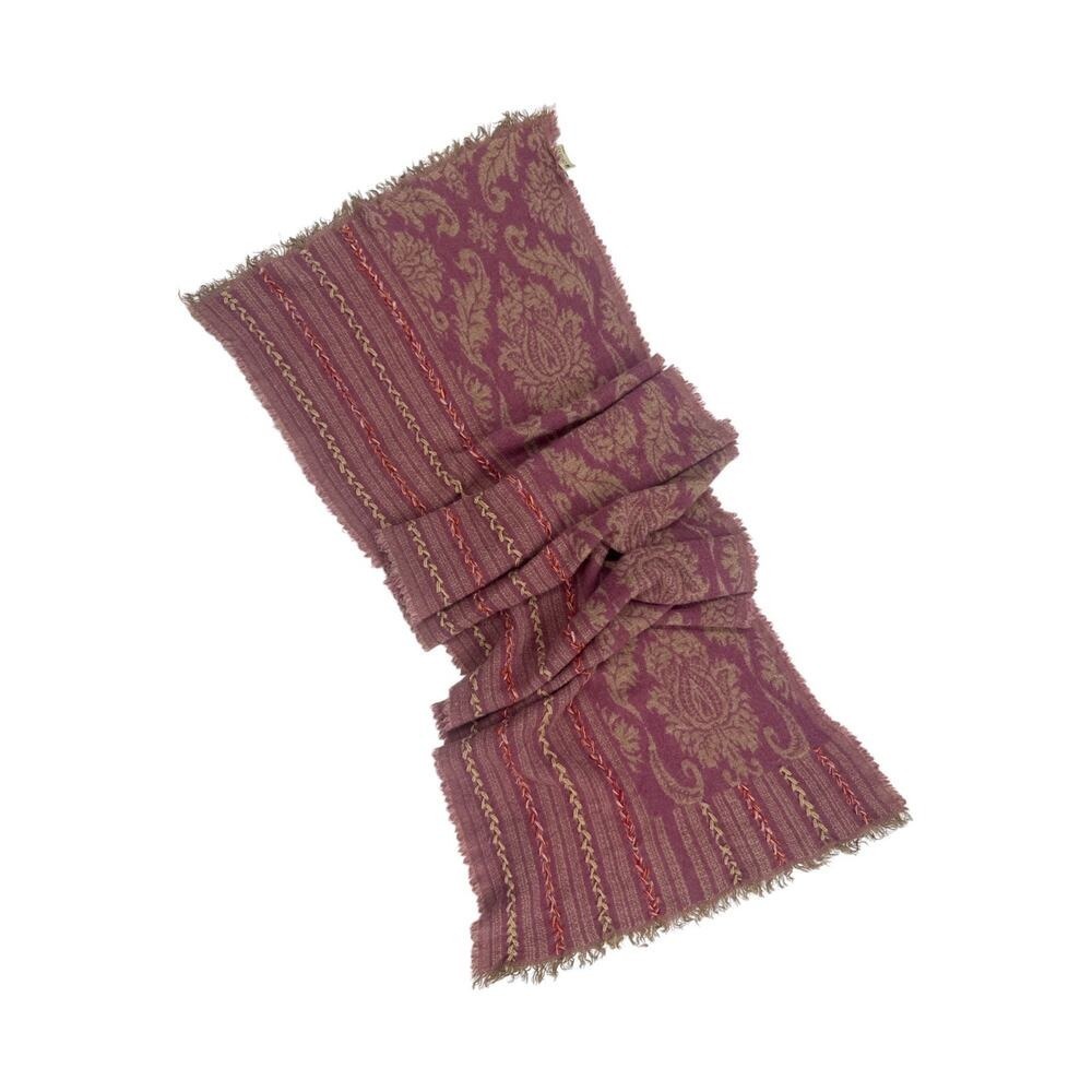 Cipressi Firenze‎ Italian Wool Damask Wrap Scarf Shawl Mauve Taupe